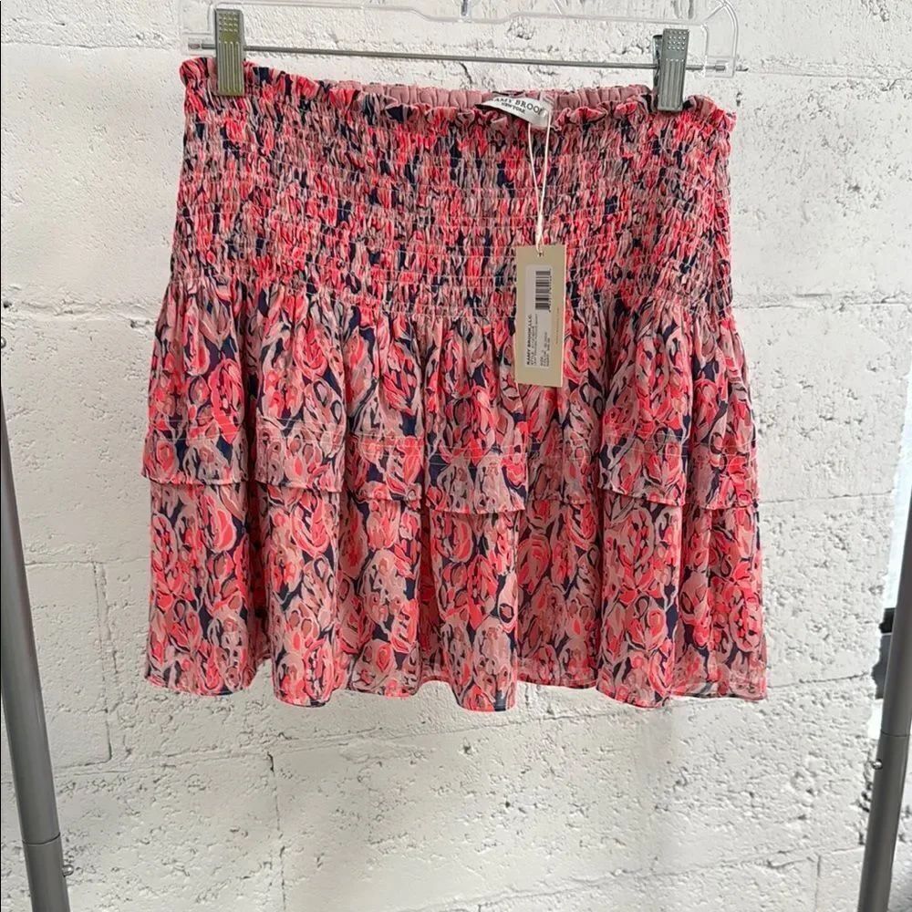 RAMY BROOK - Floral Pink Ruffle Mini Skirt - BRAND NEW - Size Large